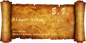 Blayer Vitus névjegykártya